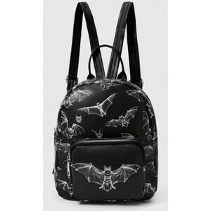 Small Bat Gothic Witchy Flyinh Bat Faux Leather Backpack/Purse